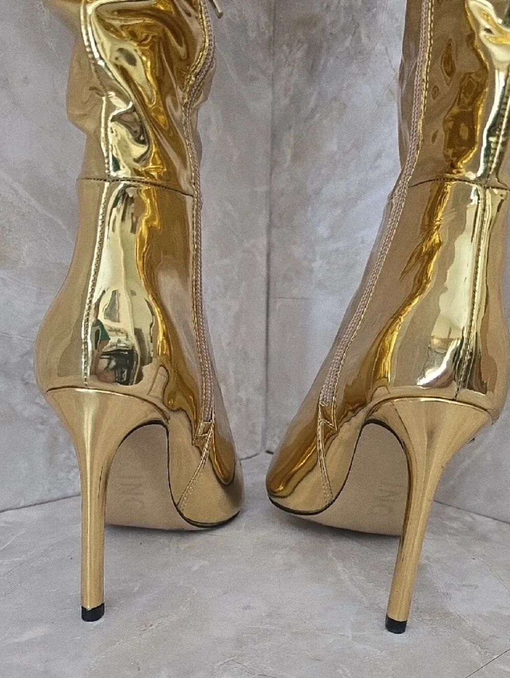 INC International Concepts Iyonna Gold Metallic Over-The-Knee Slouch Boots 6.5